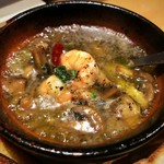 伊酒屋 はりまやりぐる - エビとマッシュルームのアヒージョ