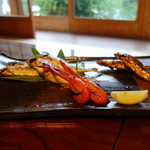 飴源 - 鮎の塩焼き、川エビの塩焼き、鮎の飴焼き