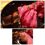 東 - ＊黒米をシャリに見たてた上陽黒毛牛は柔らかく口に入れるとトロケマス。