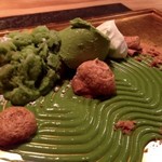 東 - ◆八女抹茶のソルベ・パンナコッタ・アイスクリームと宮崎のマンゴーを庭園に見立てて