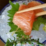 湖里庵 - ビワマスのお造り、リフトアップ。