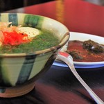 よしもと食堂 - とうふアーサそばとミニカレー