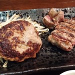 鉄板Diner JAKEN - やわらか牛ステーキ・特選黒毛和牛ハンバーグステーキ MIXセット（ランチ）