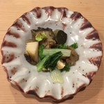 うを徳 - 蒸し鮑 + 新潟 なめこ + 京都 しろ菜 + 京都 揚げ