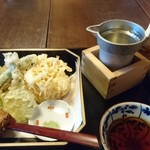 蕎麦彩膳 隆仙坊 - 天ぬきで冷酒（国権純米吟醸）をおかわり