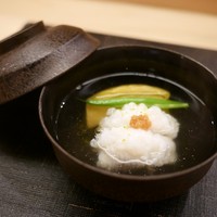 麻布十番 ふくだ - お椀　鱧（天草）と賀茂茄子