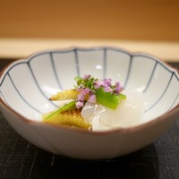 麻布十番 ふくだ - 先付　しろいか（長崎）、ベビーコーン、白だつ、吉野酢