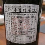 傳 - 29年8月　綿屋　特別純米酒　黒ラベル　トヨニシキ