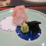 傳 - 29年8月　静岡クエ　3日熟成　山葵、トリュフの醤油漬け