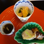 蛤飯蒸し 蛸柔らか煮 もずく酢 赤貝酢味噌和え