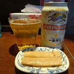 支那そば 伊藤 - 缶ビール(350円)とサービスメンマ
