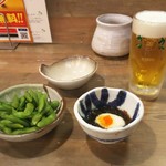 Toriyoshi Shouten - 生ビール 499円、枝豆(茶豆)299円(税別)♪