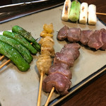 Gansonagoya Kochin Nagoya - 砂肝、かわ、いかだ、ししとう焼き