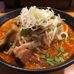 みそ街道 炎 - 街道ラーメン炎 大盛り もやしトッピング 3カラ3ビリ