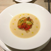 QUAND L'APPETIT VA TOUT VA！ The kitchen＆Wine - 白桃とフルーツトマトの冷たいスープ