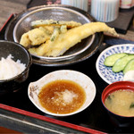 天ぷら かき揚げ 新次郎 - アナゴ天定食