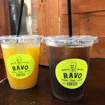 RAVO BAKE COFFEE - フレッシュジュース(マンゴ) ¥350・アメリカーノ ¥350