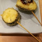 Shinjuku Gyoen Tempura Kushi Yamamotoya - お任せ5点盛 カマンベールと茄子