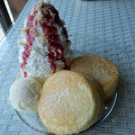 Hona Cafe Itoshima Beach Resort - リコッタパンケーキアイスクリームのせ ブルーベリーソース