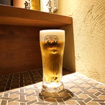 炭火焼鳥酒場だんご - ☆生ビール（中）480円