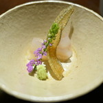 佳肴みを木 - キスの昆布締めと揚げた骨