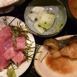 吟彩 - 銀だら焼、中落ちセット定食　税込９５０円