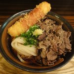 うどん屋 きすけ - 豪快！肉ぶっかけ（番外編）1280円＋鯛ちくわの天ぷら150円