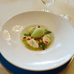 トゥールダルジャン - メロンとキウイフルーツ ココナッツのシャンティイ風とミントシャーベット