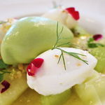 トゥールダルジャン - メロンとキウイフルーツ ココナッツのシャンティイ風とミントシャーベット