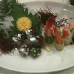 天神屋 - お刺身（イワシとエビ）