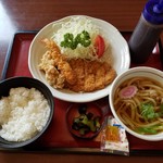 和風レストランまるまつ - ミックスフライ定食８９８円＋ミニうどん１００円