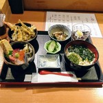 一の○ - ミニ海鮮丼+ミニ天丼(セット)