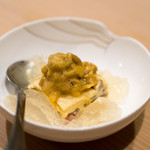 うを徳 - 2017.8 奥尻島ムラサキウニ 明石の鯛煮凝り 長崎天然スッポン入り玉子豆腐