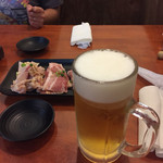 Shichirin Yakiniku Anan - 生ビールと最初に出る肉（＾∇＾）