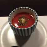 鄙の宿 金宇館 - 冷製茶碗蒸し　フルーツトマトのソースと蓴菜