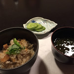 鄙の宿 金宇館 - 穴子と新牛蒡の炊き込みご飯　アオサの味噌汁