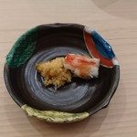 すし善 - 活き  牡丹海老の 内子と 頭を 焼いてくれました