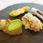 HAGI - 甘鯛、白茄子、桑名産蛤と喜多方産サフランのソース