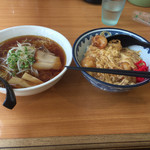 華美 - 醤油ラーメン＋西安飯（700円）