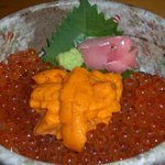 Raw sea urchin salmon roe bowl