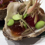 小料理 すず乃 - 地物夏野菜と岩牡蠣の土佐酢ジュレ