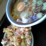 ねぎどん - 月見うどん＆桜海老天￥490