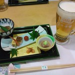 箱根小涌谷温泉 水の音 - 前菜、生ビール