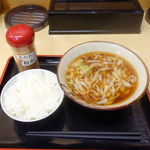 そばよし - かけうどん290円、半ライス90円、粉かつお