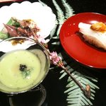 半くり - 季節感のある前菜　イカのお寿司美味しかった～★