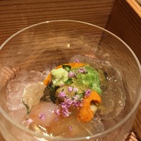 銀座 しのはら - 海胆　鮑　牡丹蝦　鼈にこごり