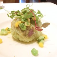 レストラン アラジン - ランチコース 5940円 のホタテ貝とセップ茸のキャベツ包み蒸し、ゆず風味