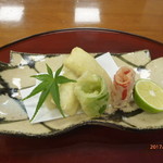 祇園 土井 - 鱧と万願寺唐辛子の天ぷら