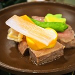 料亭 天王殿 - 牛肉の陶板焼き