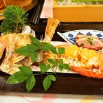料亭 天王殿 - 焼き物（鯛、伊勢海老、鴨ロース）